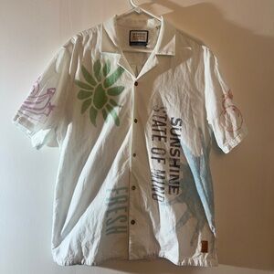 Scotch & Soda White Casual Button Down Shirt with Multicolor Graphics